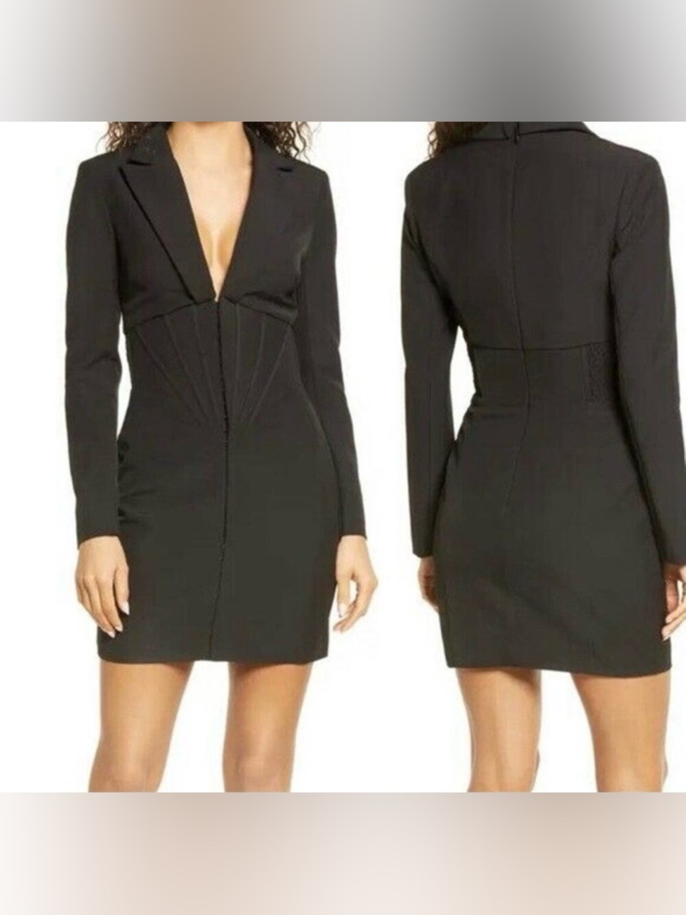 Lavish Alice Black Cocktail Dress Sz 4 Fitted Corset Blazer Mini Night Out